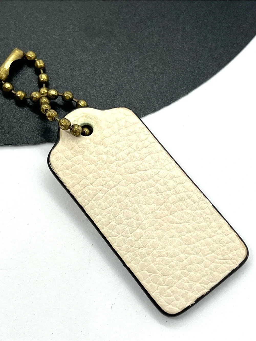 Authentic Coach Pebbled Leather Replacement Hangtag Ivory Off White 2.25”